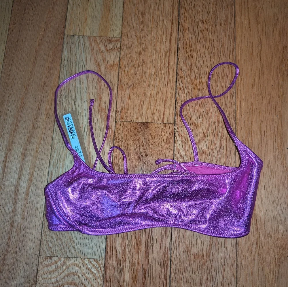 NWT SKIMS METALLIC SWIM SET IN DRAGONFRUIT